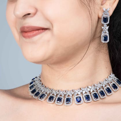 Bella Indigo Crystal Necklace-set