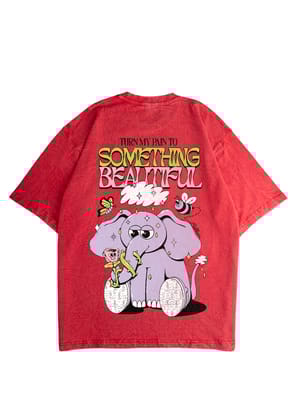 Something beautiful Acid Wash Oversized T-Shirt-Rust Red / S