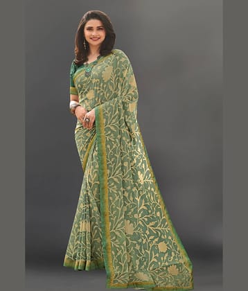 BLEESBURY Georgette Printed Saree With Unstitched Blouse Piece ( Pink )