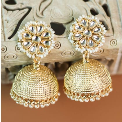 Gold-Plated Dome Shaped Handcrafted Jhumkas