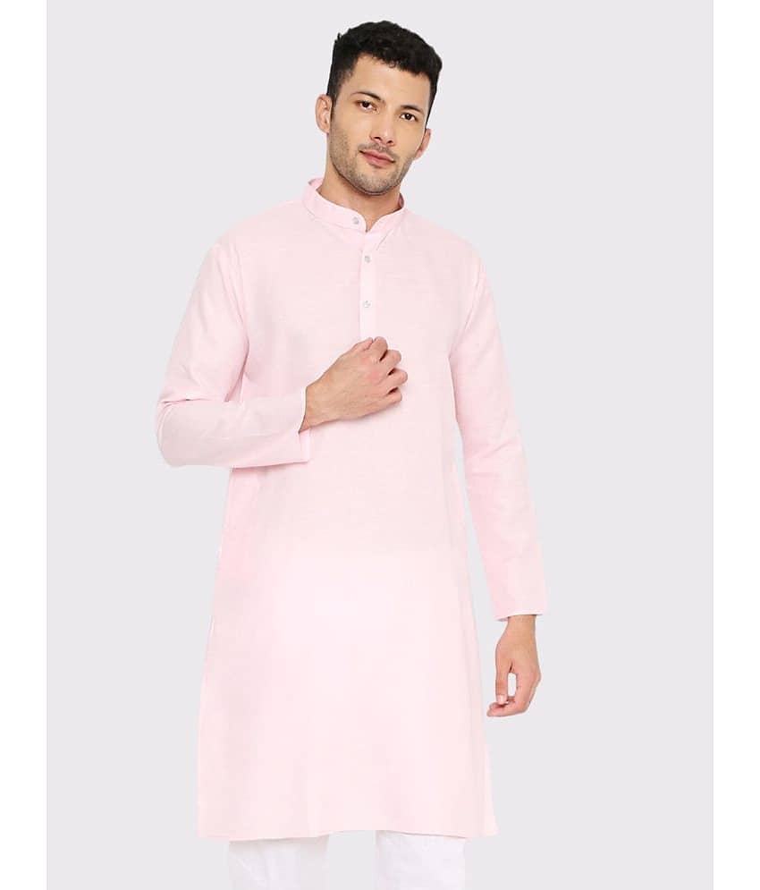 Maharaja - Light Pink Cotton Blend Men's Regular Kurta ( Pack of 1 )