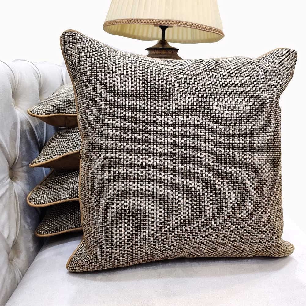 Brown Self Design Woven Geometric Woven Zipper Square Set Cushion Covers (16x16 inch or 40 x 40 cm) Set of 5 - Towels | Buy online on ZillyBuy