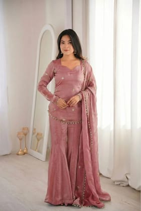 Elegant Embroidered Kurti Sharara Set with Dupatta | Party Wear Ethnic Suit for Women Elegant Embroidered Kurti Sharara Set with Dupatta | Party Wear Ethnic Suit for Women