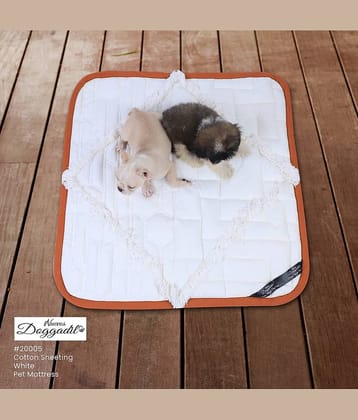 Cotton Quilted Rectangle Cat Dog Pet Bed Mattress | Foldable Padded Pet Mat | Light Weighted Mattress for Pet_IVORY