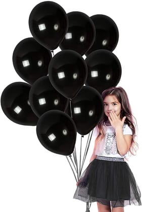 Black Latex/Rubber Balloons - Helium Quality - 12 inches - 10PC