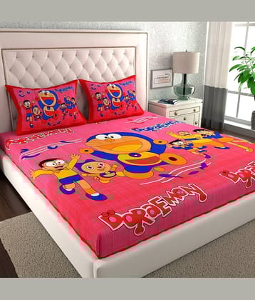 ABHACLOTHO Cotton 1 Double Bedsheet with 2 Pillow Covers ( Multicolor )