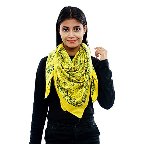 Eri Silk Printed Scarf Yellow