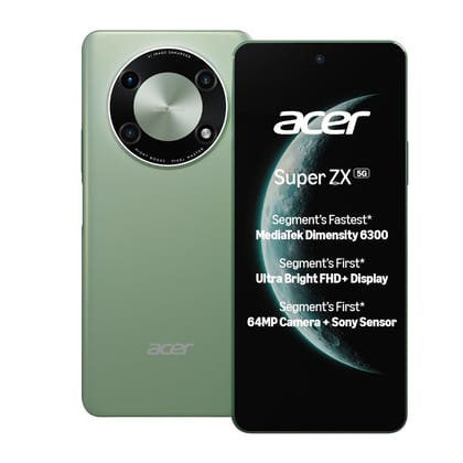 Acer Super ZX 5G (Cosmic Green, 6GB RAM, 128GB) | Segment-First FHD+ 6.8 120Hz Display | Sony 64MP AI Triple Camera | 5000 mAh Long Lasting Battery Acer Super ZX 5G (Cosmic Green, 6GB RAM, 128GB) | Segment-First FHD+ 6.8 120Hz Display | Sony 64MP AI Trip