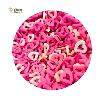 Decorative Hollow Heart Shaped Confetti For Cakes in Mix: Pink and White - 8 mm-100 Grams