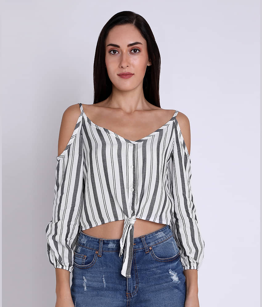 Chimpaaanzee - White Viscose Women's Knot Front Top ( Pack of 1 )