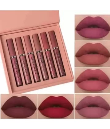 BLUSHIS Waterproof Multi Matte Smudgeproof Lipstick (Pack of 6)