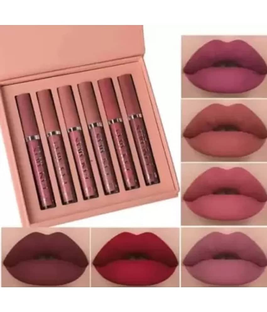 BLUSHIS Waterproof Multi Matte Smudgeproof Lipstick (Pack of 6)