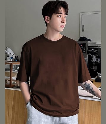 VIOUR Pack of 1 Cotton Blend Relaxed Fit Men's T-Shirt ( Brown )