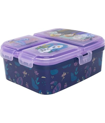 Gluman Purple Disney Frozen Partition Lunch Box for Kids with Snap Lock Closure - 500ml