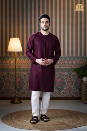 Emrati Kurta Set Maroon for men-XL