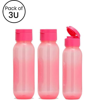 Plastic BPA Free Water Bottle, Pack of 3 (600ml Each), Pink