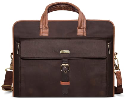LOREM Brown Color Faux Leather 10L Laptop Messenger Bag For Men BG57