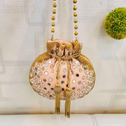 vs mirror work potli-peach