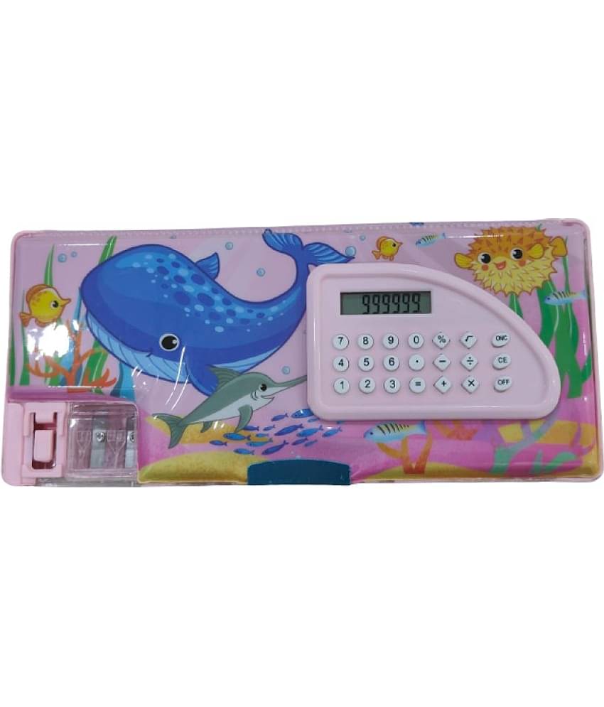 2420 Y-YESKART Jumbo Pencil Box with in Built Calculator and Sharpener for Kids  Plastic Pencil Box |Pink