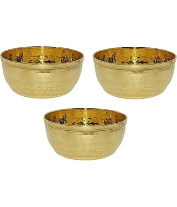 A & H ENTERPRISES - Hammered Katori /Sabzi Bowl Brass Cereal Bowl 200 mL ( Set of 3 )