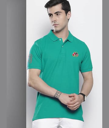 Merriment Pack of 1 Cotton Blend Regular Fit Embroidered Half Sleeves Men's Polo T Shirt ( Green )