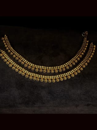 Flower on half gold bead design gold plated anklets
