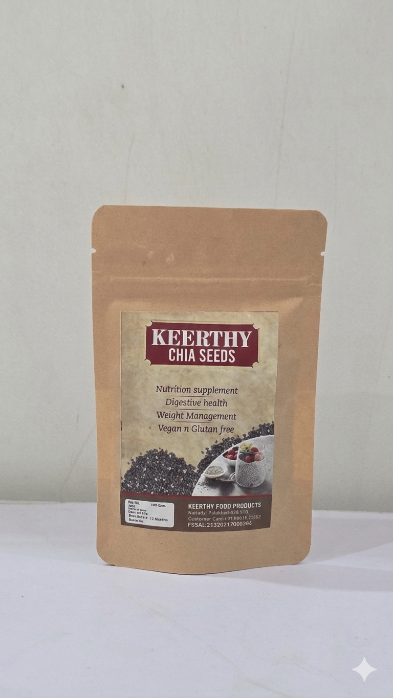 Keerthy Food Products Chia Seeds | Premium Raw & Natural Chia Seeds | High Fiber Superfood for Smoothies, Salads & Healthy Diet | 100g