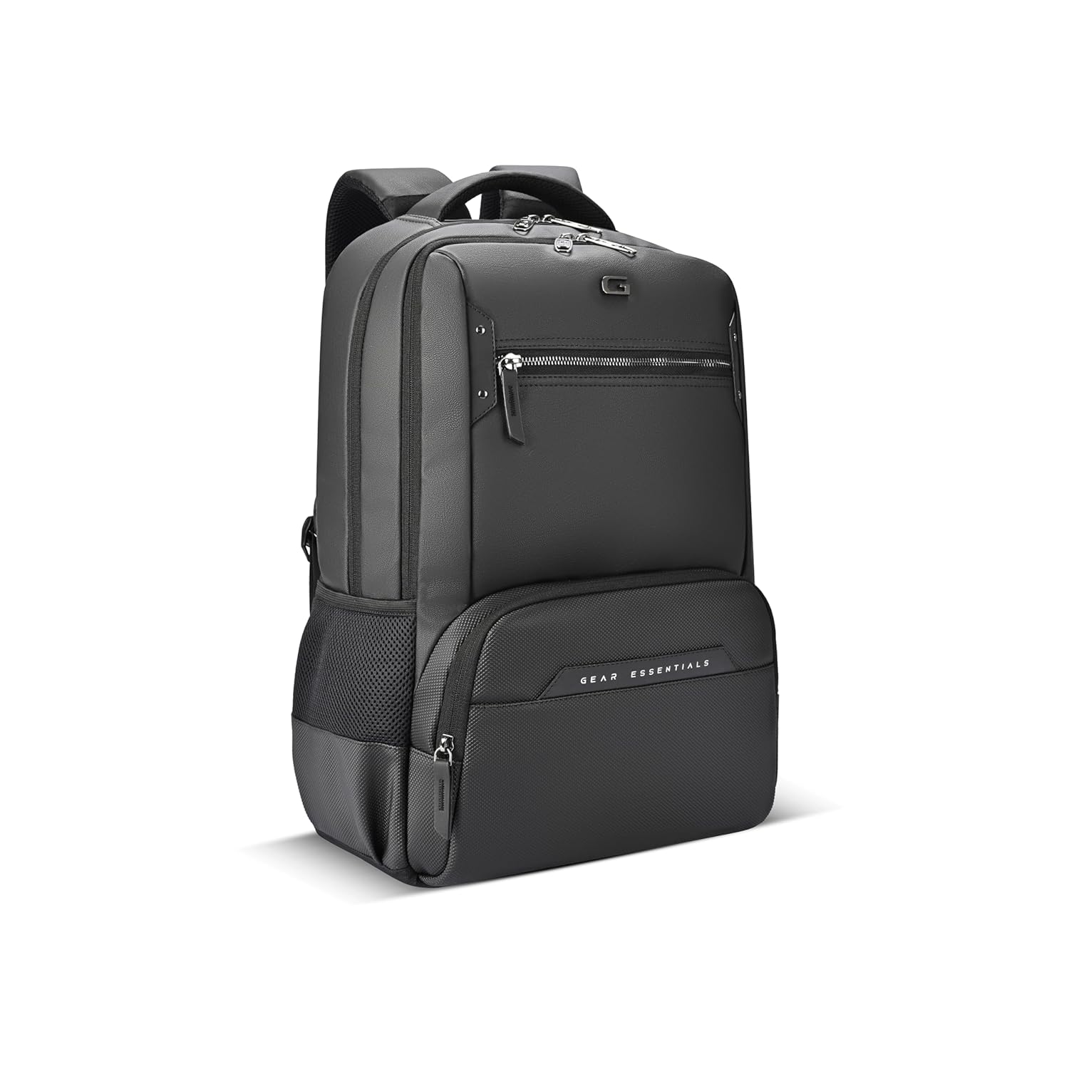 Quantum 3 18"/29L Antitheft Large Faux Leather Water Resistant Laptop backpack with Raincover/Laptop backpack/Casual Backpack/Daypack/Travel Backpack/College Bag For Men/Women(Black-Black)