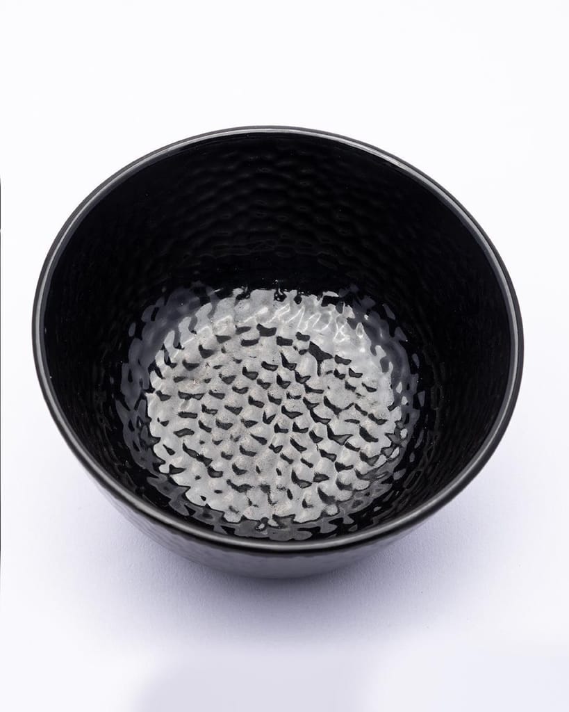Soup Bowl, Hammered, Melamine, Black, Set of 6