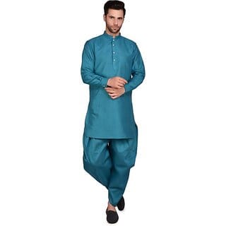 PrintCultr Men Dhoti & Kurta Set (Blue)