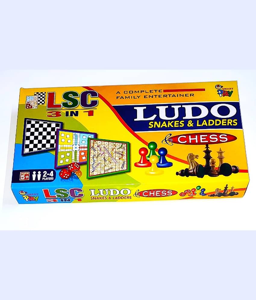 PETERS PENCE Ludo, Snakes & Ladders & Chess board Combo (3 IN 1) 15 Inches Party & Fun  Board Game