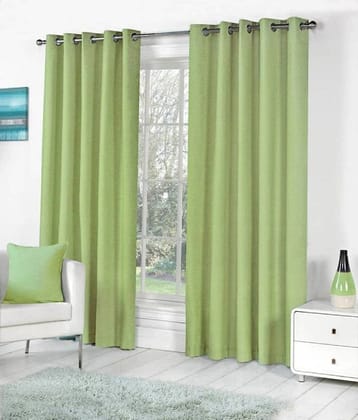 N2C Home Solid Semi-Transparent Eyelet Curtain 9 ft ( Pack of 2 ) - Green