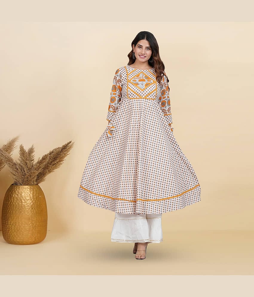 Yash Gallery Rayon Printed Anarkali Women's Kurti - Multicolor ( Pack of 1 )