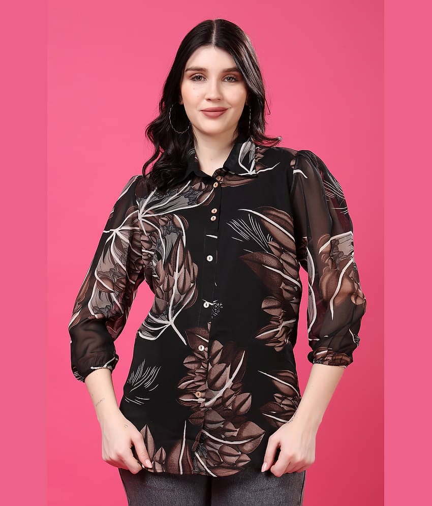 FASHJONS 360 Women's Georgette Regular Top ( Black )