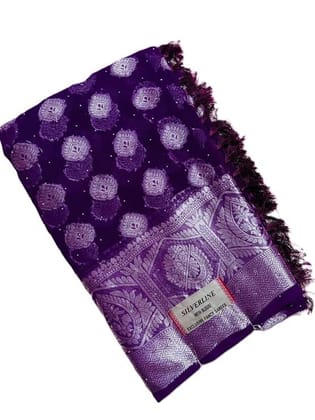 Fancy Saree, Purple with Silver Brocade Pattern, Traditional Indian Wear Fancy Saree, Purple with Silver Brocade Pattern, Traditional Indian Wear