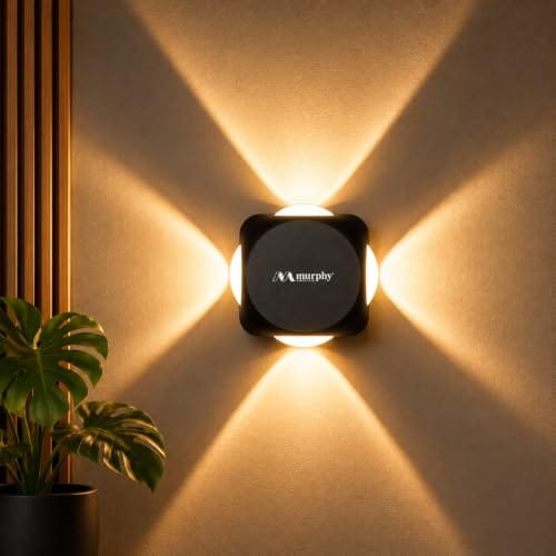 Murphy LED Outdoor Up/Down Wall Light - 6W, Warm White, (4 Multi-Directional Beams), IP65 Waterproof Aluminum