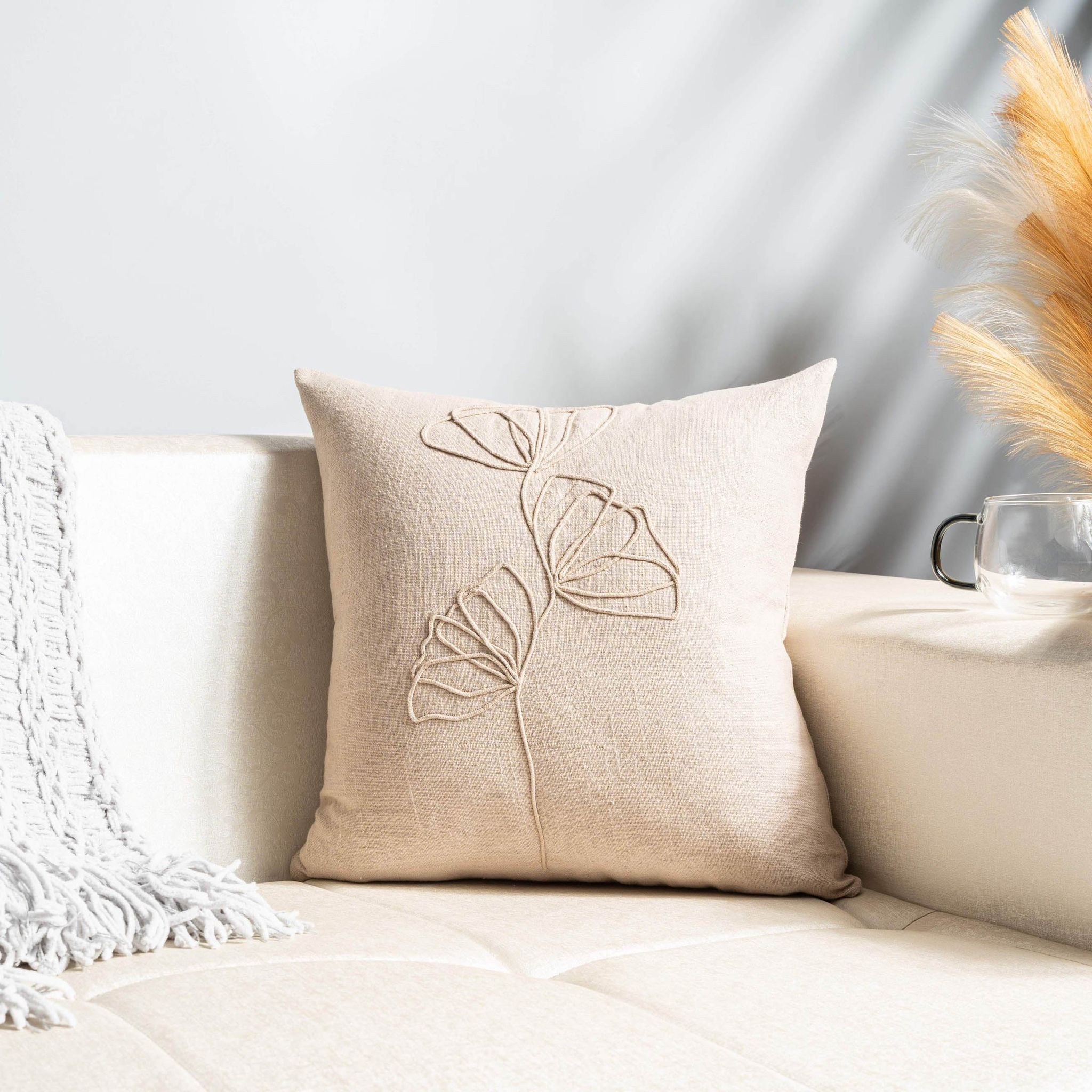 Blooming Brown Cushion Cover-16"x16" / Single
