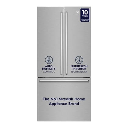 Electrolux 491L Inverter 3 Door Side by Side Frost Free Refrigerator, Bottom Freezer, TasteLockAuto Technology, AutoIce & EvenTemp Function, UltimateTaste 700, EHE5224C-A, Arctic Silver Steel Electrolux 491L Inverter 3 Door Side by Side Frost Free Refrig