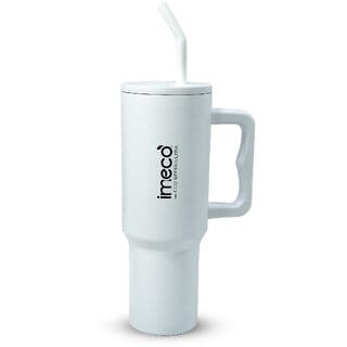 IMECO ECO SIPPER ULTRA Stainless Steel Sipper with Straw, Straw Cleaner (1.2L, White) BPA Free, Leak-Proof Tumbler