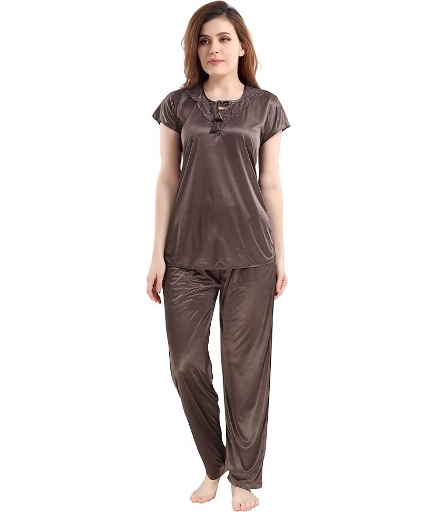 Romaisa Satin Nightsuit Sets - Brown Pack of 2