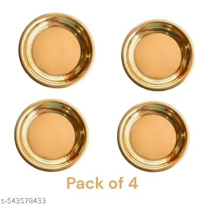 Pure Brass Puja Plate Combo Pack  Small 3.5 Inch Pooja Thali Set for Daily Rituals & Offerings
