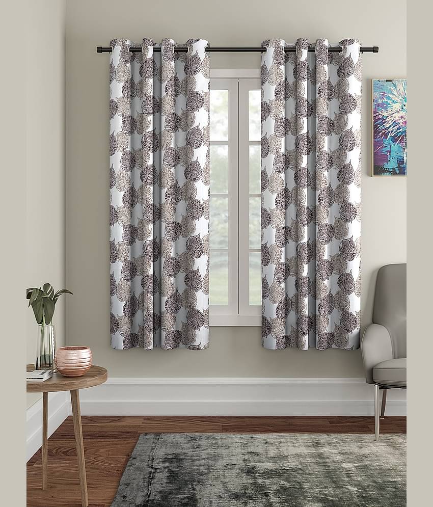 Cortina - Nature Printed Room Darkening Eyelet Curtain-7 Ft-pack of 2