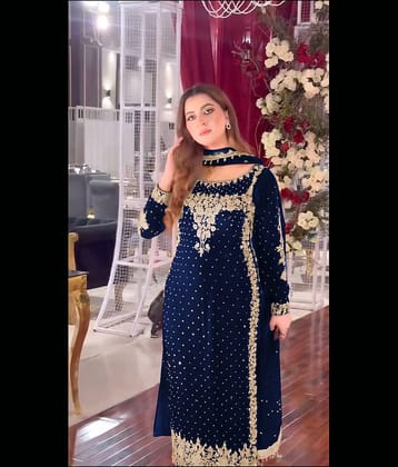 YASHASVI ENTERPRISE Women Velvet Embroidered Ethnic Motifs Kurti With Salwar ( Wine )