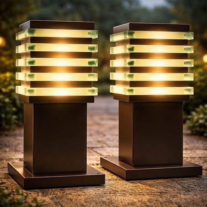 SPARKWORLD 5W Stacked Glass Panel Pillar LED Lights (Pack of 2) IP65 Waterproof, Warm White | Colour: Ice Cube (Pack of 2) SPARKWORLD 5W Stacked Glass Panel Pillar LED Lights (Pack of 2) IP65 Waterproof, Warm White | Colour: Ice Cube (Pack of 2)