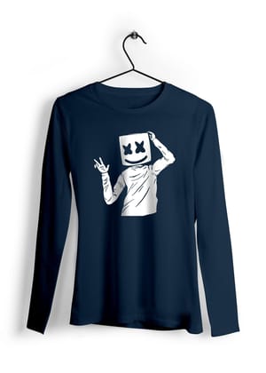 Marshmello Full Sleeve T-Shirt-Navy Blue / XXL