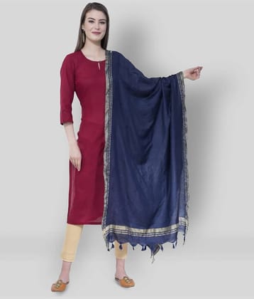 A R Silk Navy Cotton Self Dupatta