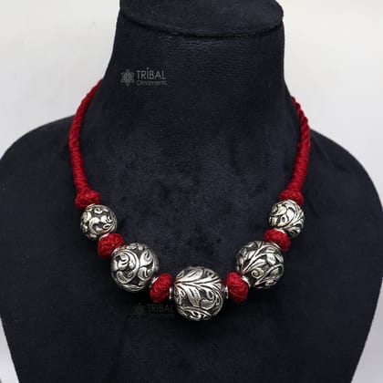 925 sterling silver Fancy stylish beaded necklace, excellent brides gifting fashion wedding ethnic necklace tribal jewelry set633