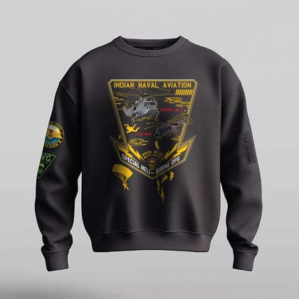 Indian Naval Aviation: SHBO Grey Oversized Sweatshirt-M