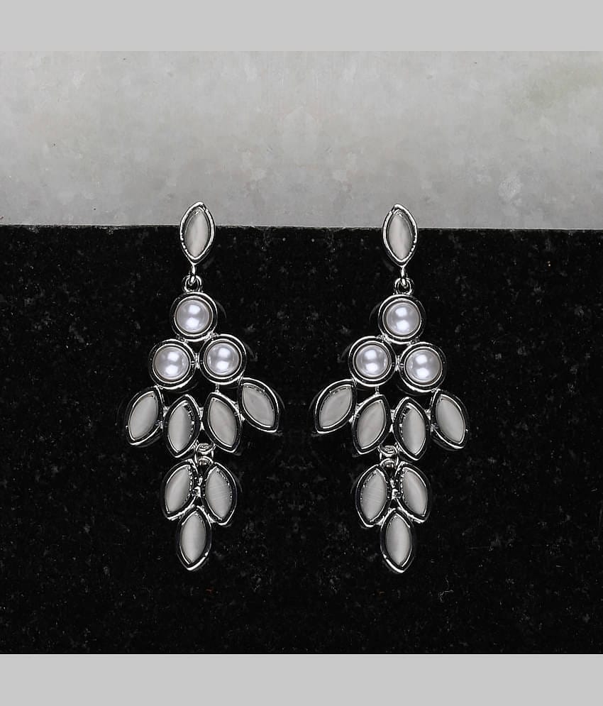 SILVER SHINE  Antique Stylish Silver Pearl Earring For Women Girl