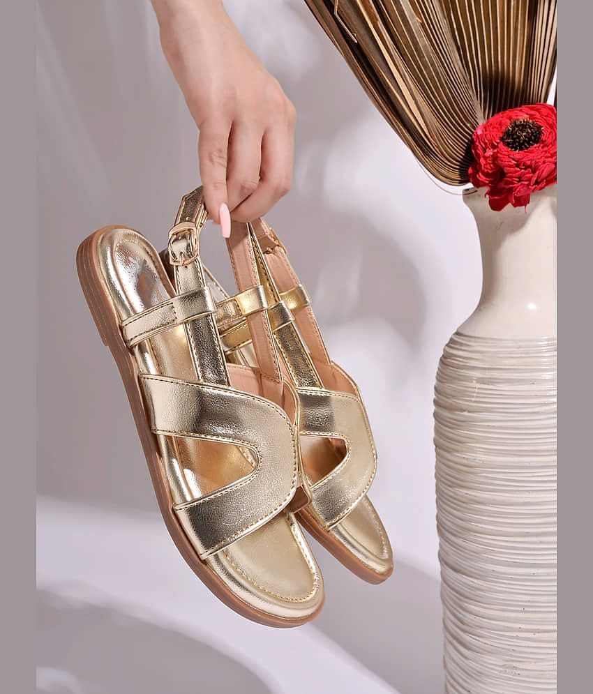 Stylestry Gold Women's Flats